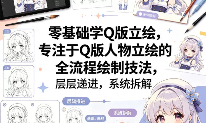 零基础学Q版立绘，专注于Q版人物立绘的全流程绘制技法，层层递进，系统拆解|青心网创站