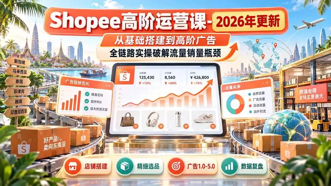 （20575期）Shopee高阶运营课-更新9月，从基础搭建到高阶广告，全链路实操破解流量销量瓶颈 - 青心资源站
