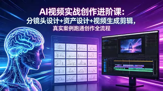 AI视频实战创作进阶课：分镜头设计+资产设计+视频生成剪辑，真实案例跑通创作全流程|青心网创站