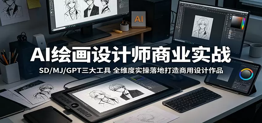AI绘画设计师商业实战：SD/MJ/GPT三大工具，全维度实操落地打造商用设计作品|青心网创站