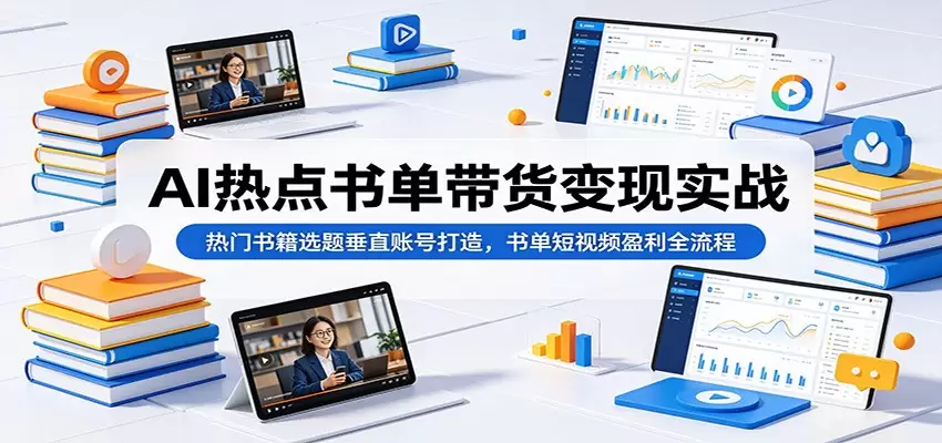 AI热点书单带货变现实战：热门书籍选题垂直账号打造，书单短视频盈利全流程|青心网创站