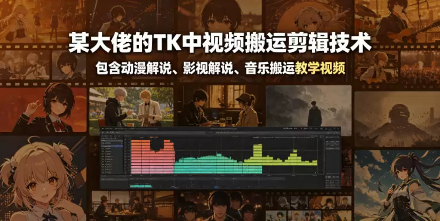 某大佬的TK中视频搬运剪辑技术，包含动漫解说、影视解说、音乐搬运教学视频|青心网创站