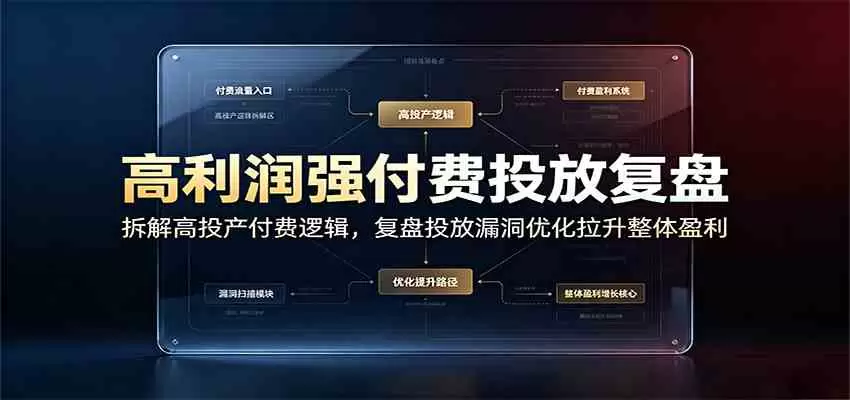 高利润强付费投放复盘：拆解高投产付费逻辑，复盘投放漏洞优化拉升整体盈利|青心网创站