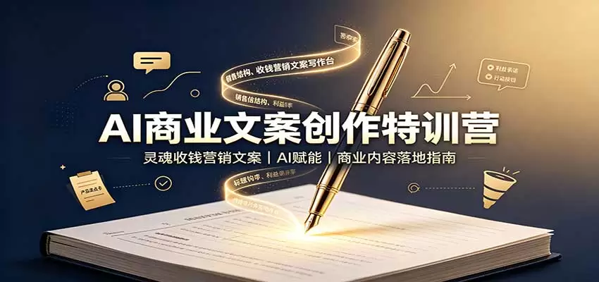 AI商业文案创作特训营：灵魂收钱营销文案，AI赋能，商业内容落地指南 - 青心资源站