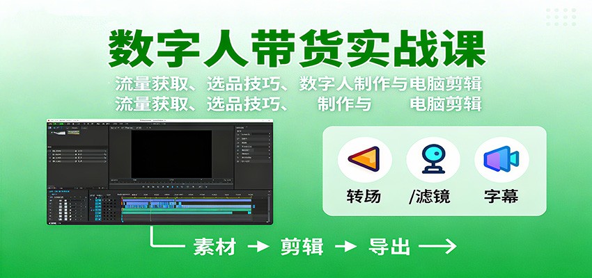 数字人变现实战课：流量获取、选品技巧、数字人制作与电脑剪辑-青心网创站