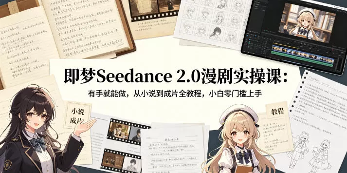 即梦Seedance 2.0漫剧实操课：有手就能做，从小说到成片全教程，小白零门槛上手|青心网创站