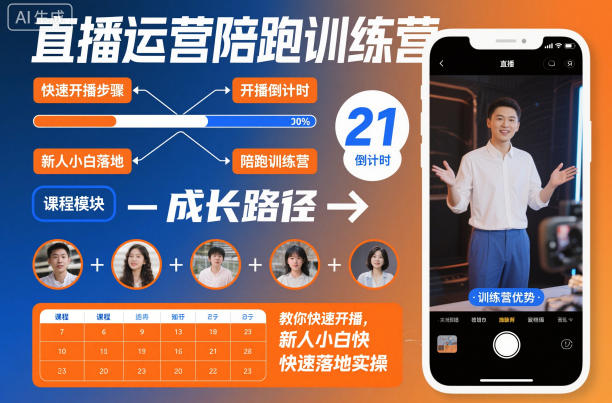 直播运营陪跑训练营，教你快速开播，新人小白快速落地实操-青心网创站