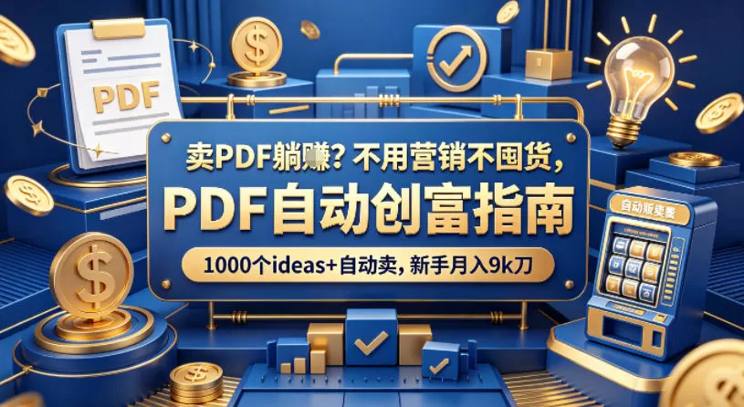卖PDF躺賺？不用营销不囤货，PDF自动创富指南，1000个ideas+自动卖，新手月入9k刀【原创双语字幕】|青心网创站