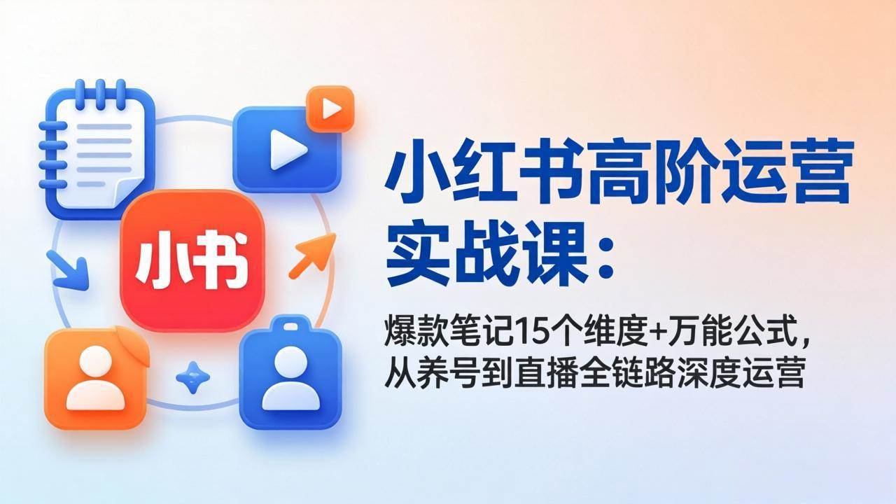 (17844期)小红书高阶运营实战课:爆款笔记15个维度+万能公式,从养号到直播全链路深度运营|青心网创站