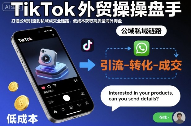 TikTok外贸操盘手,打通公域引流到私域成交全链路,低成本获取高质量海外询盘-青心网创站