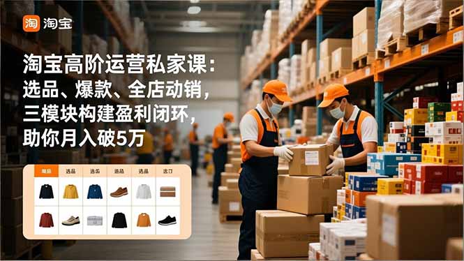 淘宝高阶运营私家课：选品、爆款、全店动销，三模块构建盈利闭环，助你月入破5万-青心网创站