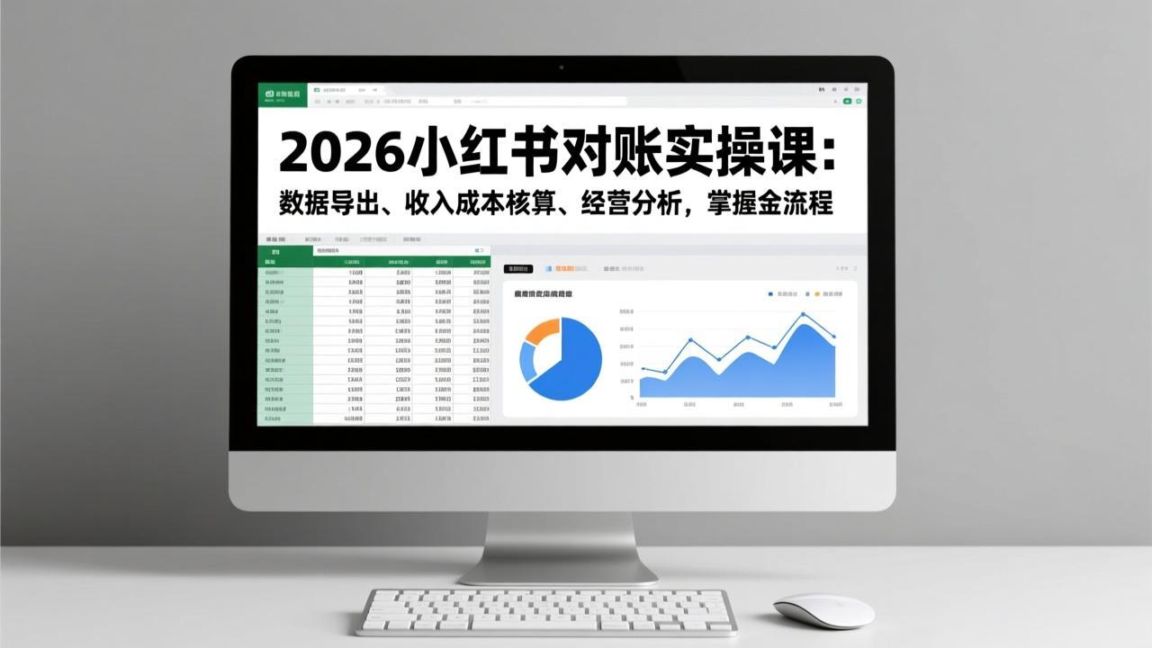 2026小红书对账实操课：数据导出、收入成本核算、经营分析，掌握全流程青心网创青心网创站