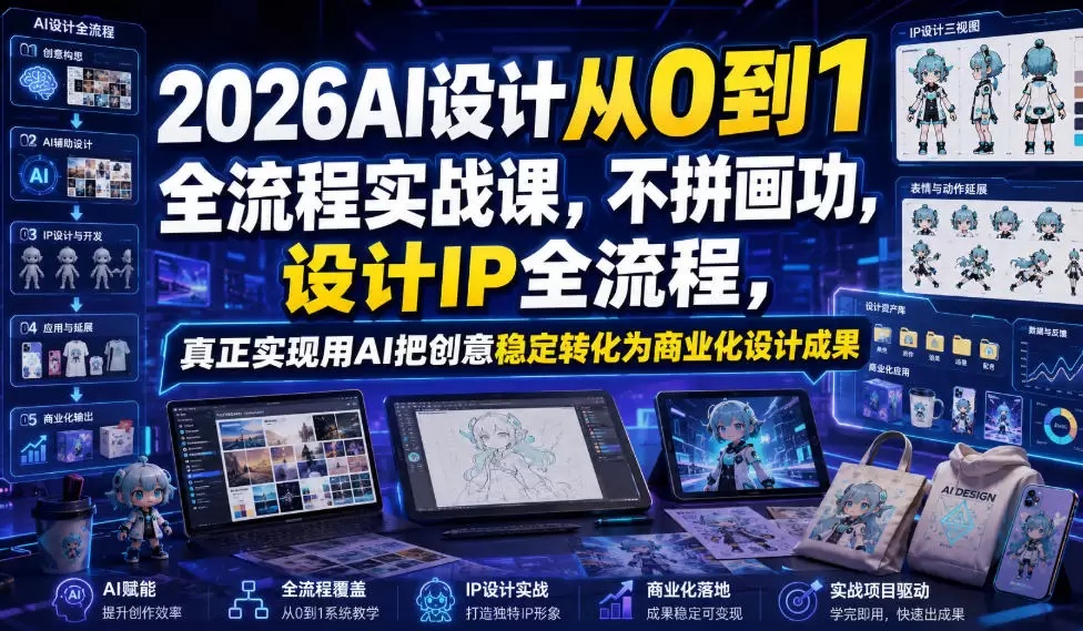 2026AI设计从0到1全流程实战课，不拼画功，设计IP全流程，真正实现用AI把创意稳定转化为商业化设计成果|青心网创站