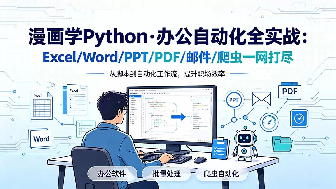 漫画学Python·办公自动化全实战：Excel/Word/PPT/PDF/邮件/爬虫一网打尽|青心网创站