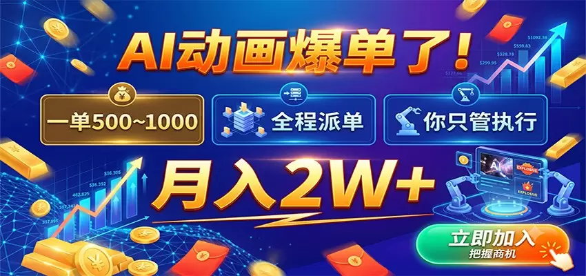AI动画爆单了！一单500~1000，全程派单，你只管执行，月入2W+|青心网创站