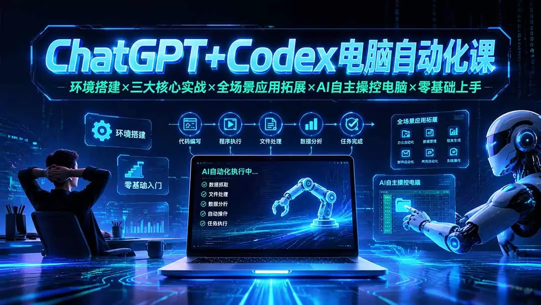 ChatGPT+Codex电脑自动化课：环境搭建×三大核心实战×全场景应用拓展×AI自主操控电脑×零基础上手|青心网创站
