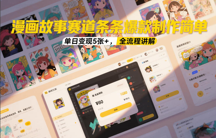 漫画故事赛道条条爆款制作简单,单日变现5张+,全流程讲解青心网创青心网创站