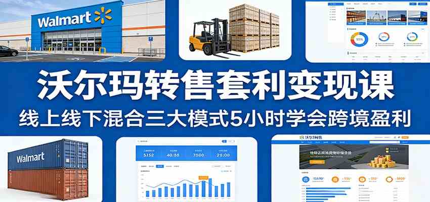 沃尔玛转售套利变现课：线上线下混合三大模式5小时学会跨境盈利青心网创青心网创站