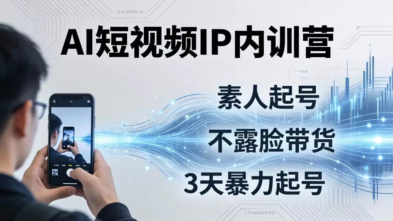 2026AI短视频IP内训营-更新：从素人起号到不露脸带货，3天暴力起号全流程拆解|青心网创站