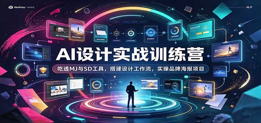 AI设计实战训练营：吃透MJ与SD工具，搭建设计工作流，实操品牌海报项目 - 青心资源站