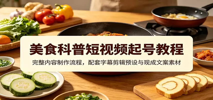 美食科普短视频起号教程：完整内容制作流程，配套字幕剪辑预设与现成文案素材|青心网创站