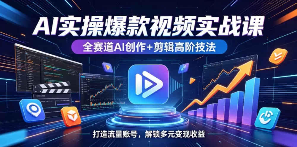 AI实操爆款视频实战课，全赛道AI创作+剪辑高阶技法，打造流量账号，解锁多元变现收益|青心网创站