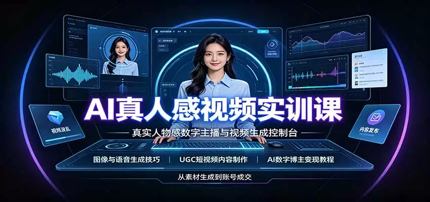 AI真人感视频实训课：图像语音生成，UGC内容制作，AI数字博主变现教程|青心资源站