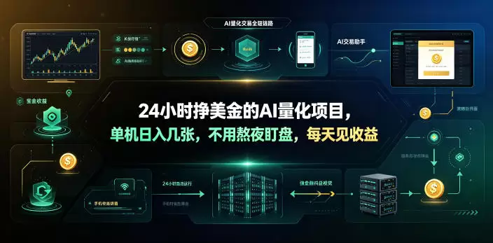 24小时挣美金的AI量化项目，单机日入几十美刀，不用熬夜盯盘，每天见收益【揭秘】|青心网创站