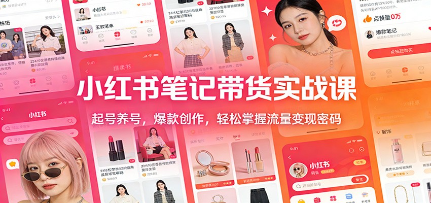 小红书笔记带货实战课：起号养号，爆款创作，轻松掌握流量变现密码青心网创青心网创站