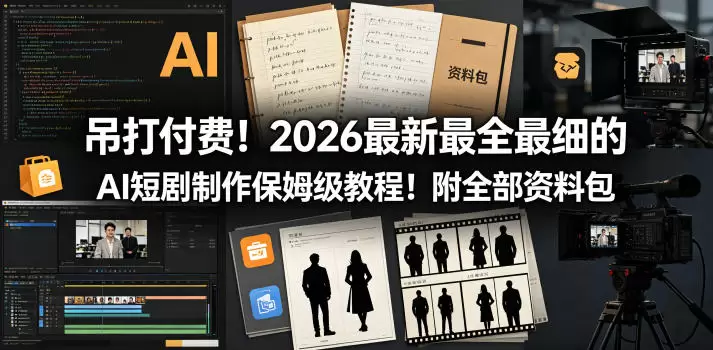 吊打付费！2026最新最全最细的AI短剧制作保姆级教程！附全部资料包|青心网创站