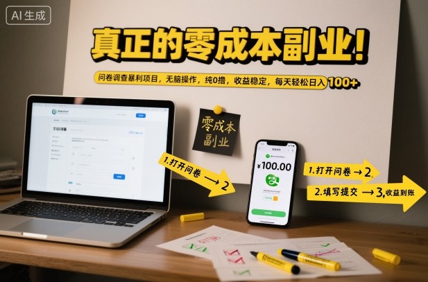 真正的零成本副业!问卷调查暴利项目,无脑操作,纯0撸,收益稳定,每天轻松日入100+【揭秘】-青心网创站
