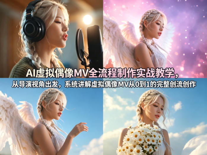 AI虚拟偶像MV全流程制作实战教学，从导演视角出发，系统讲解虚拟偶像MV从0到1的完整创作流程|青心网创站