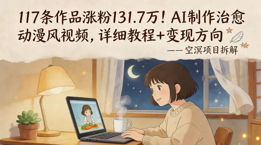 117条作品涨粉131.7W！AI制作治愈动漫风视频，详细教程+变现方向|青心网创站