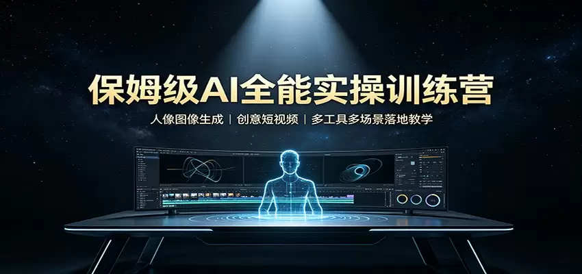 保姆级AI全能实操训练营：人像图像生成，创意短视频，多工具多场景落地教学 - 青心资源站