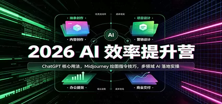 2026 AI效率提升营：ChatGPT核心用法，Midjourney绘图指令技巧，多领域AI落地实操|青心资源站