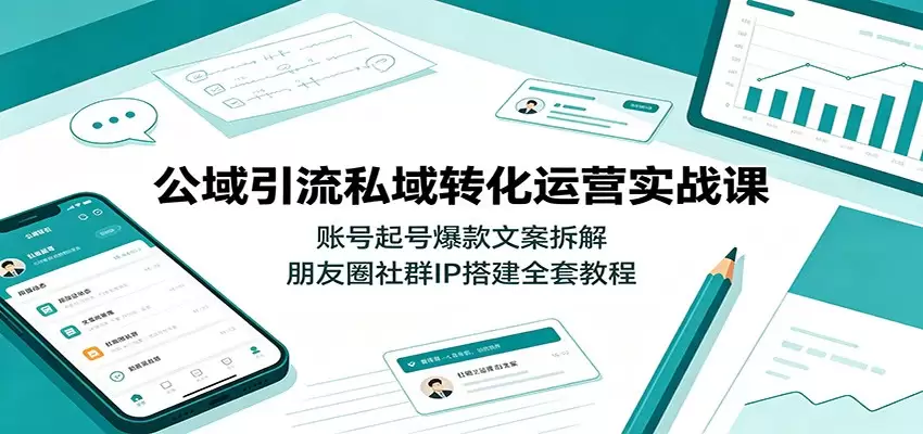 公域引流私域转化运营实战课：账号起号爆款文案拆解，朋友圈社群IP搭建全套教程|青心网创站