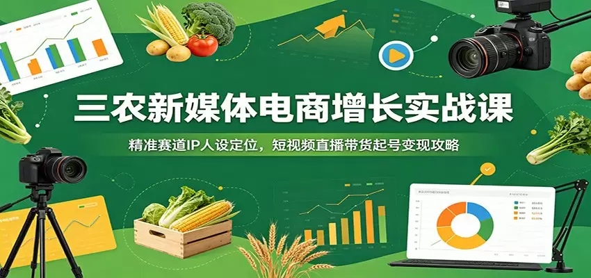 三农新媒体电商增长实战课：精准赛道IP人设定位，短视频直播带货起号变现攻略|青心网创站