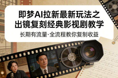 即梦AI拉新最新玩法之出镜复刻经典影视剧教学,长期有流量,全流程教你复制收益|青心网创站