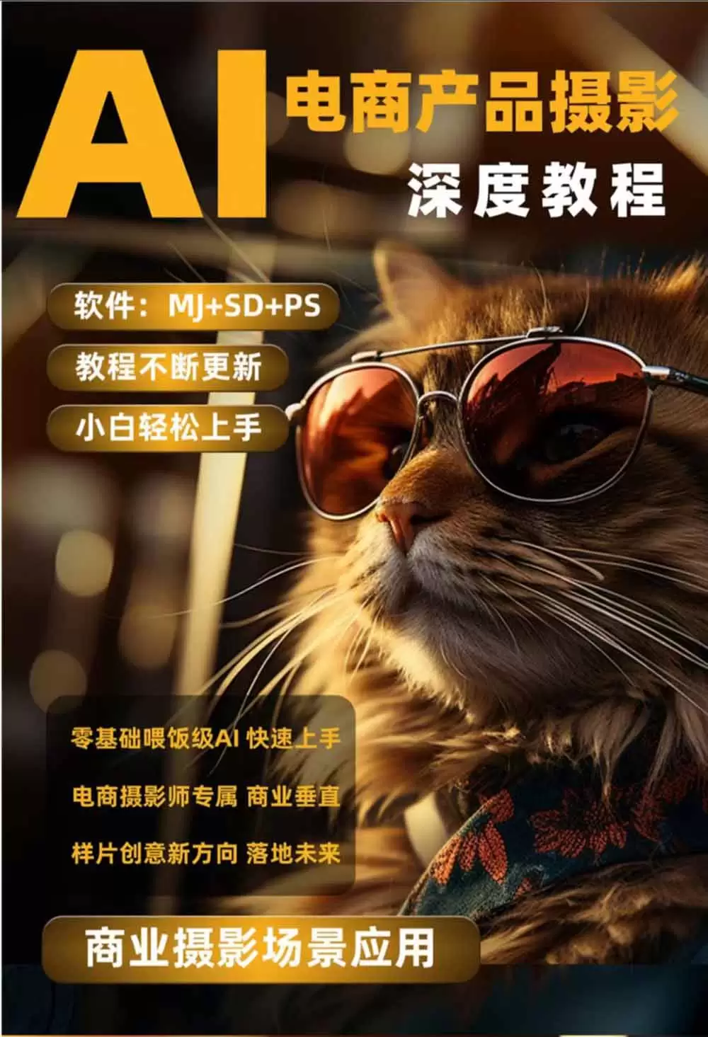 AI电商人像摄影实战课·SD多端部署｜MJ完整教学｜家电护肤家具商品图人像写真全案例|青心网创站