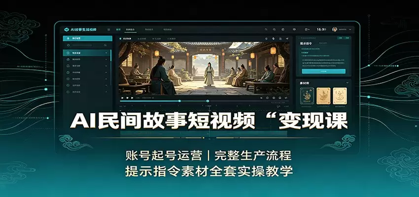 AI民间故事短视频变现课：账号起号运营，完整生产流程，提示指令素材全套实操教学 - 青心资源站