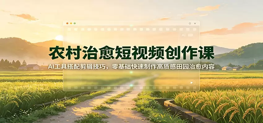 农村治愈短视频创作课：AI工具搭配剪辑技巧，零基础快速制作高质感田园治愈内容|青心网创站