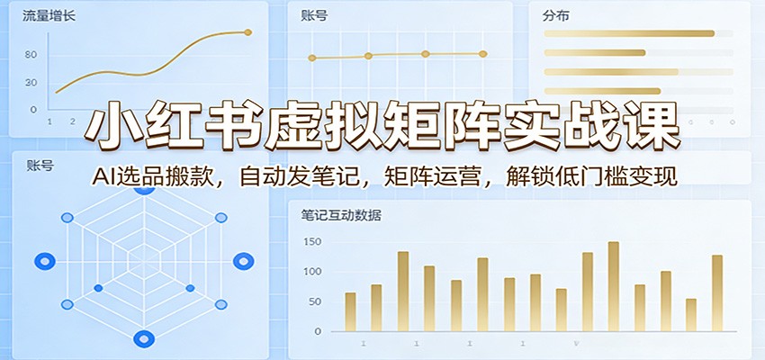 小红书虚拟矩阵实战课：AI选品搬款，自动发笔记，矩阵运营，解锁低门槛变现|青心网创站