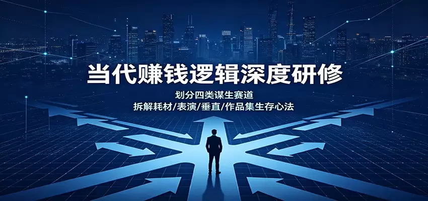 当代赚钱逻辑深度研修：划分四类谋生赛道，拆解耗材/表演/垂直/作品集生存心法|青心网创站