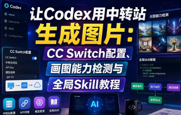 让Codex用中转站生成图片：CC Switch配置、画图能力检测与全局Skill教程|青心网创站