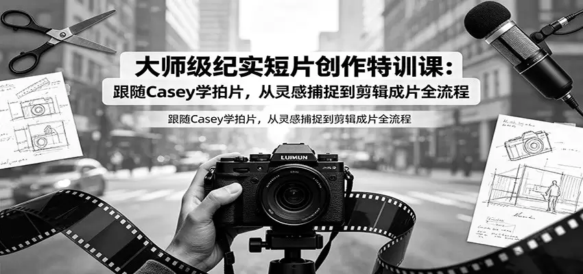 大师级纪实短片创作特训课：跟随Casey学拍片，从灵感捕捉到剪辑成片全流程|青心网创站