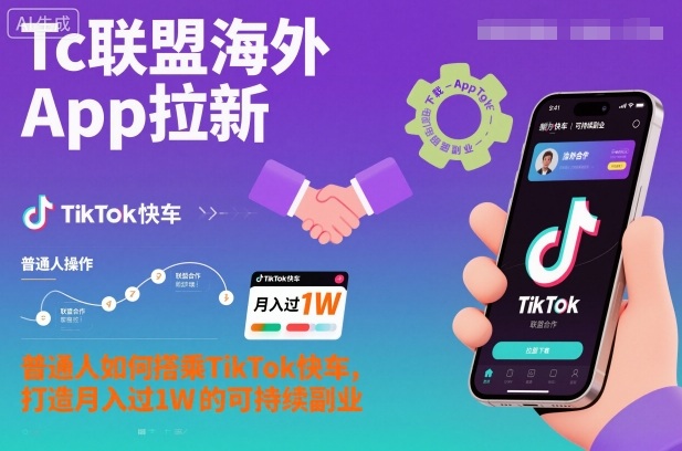 Tc联盟海外App拉新：普通人如何搭乘TikTok快车，打造月入过1W的可持续副业-青心网创站
