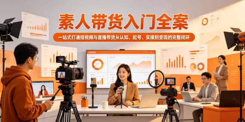 素人带货入门全案，一站式打通短视频与直播带货从认知、起号、实操到变现的完整闭环|青心网创站