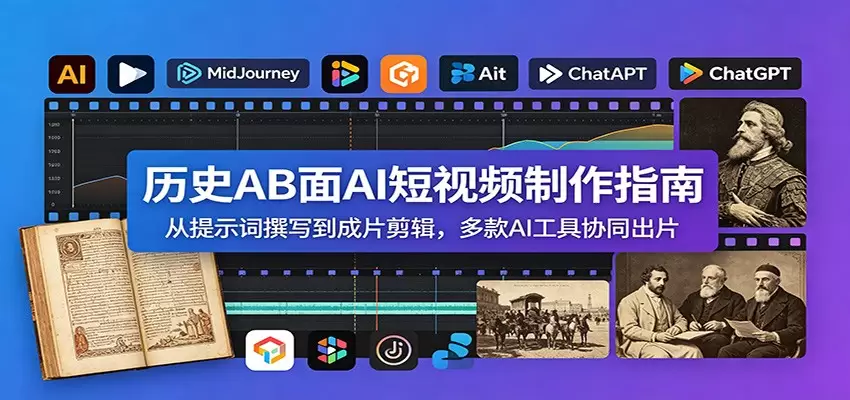 历史AB面AI短视频制作指南：从提示词撰写到成片剪辑，多款AI工具协同出片|青心网创站