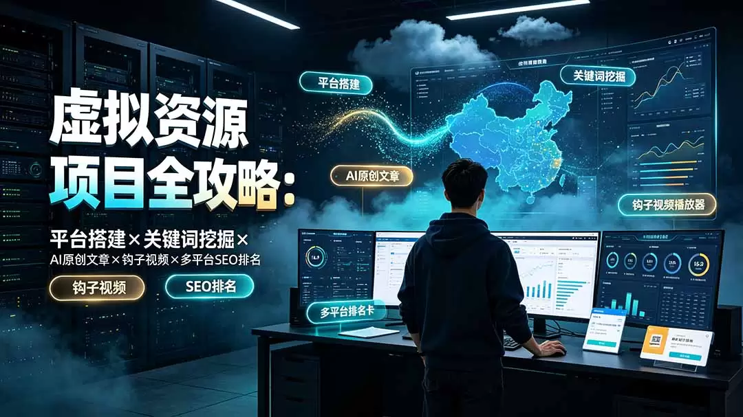 虚拟资源项目全攻略：平台搭建×关键词挖掘×AI原创文章×钩子视频×多平台SEO排名|青心网创站