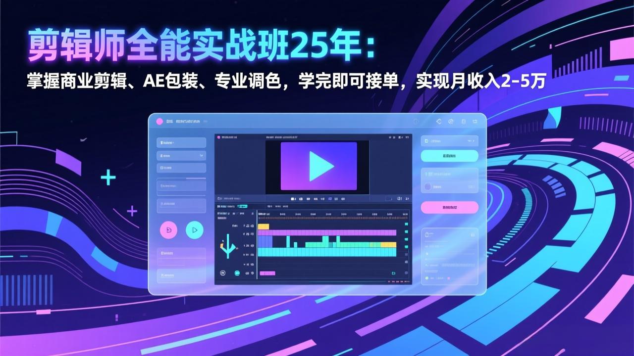 剪辑师全能实战班25年：掌握商业剪辑、AE包装、专业调色，学完即可接单，实现月收入2-5万青心网创青心网创站